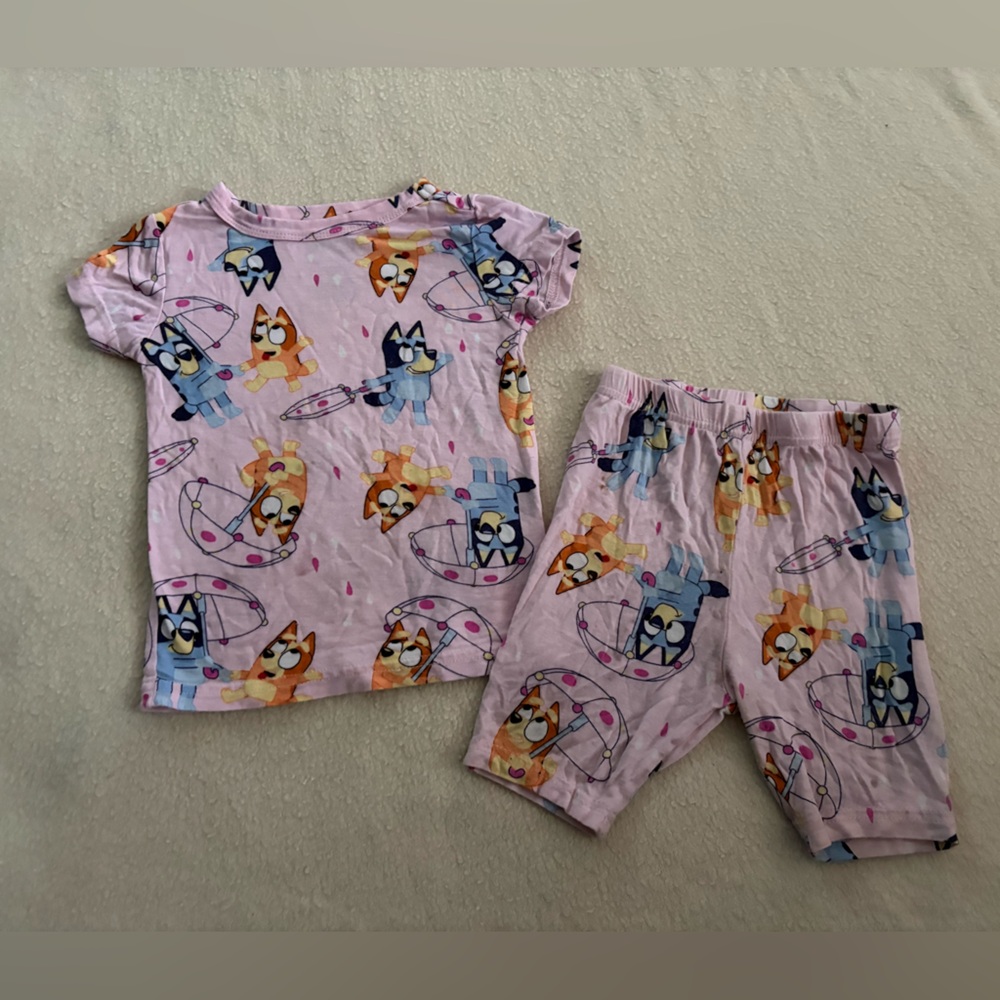 Playful Cartoon Print Kids Pajama Set - Light Purple